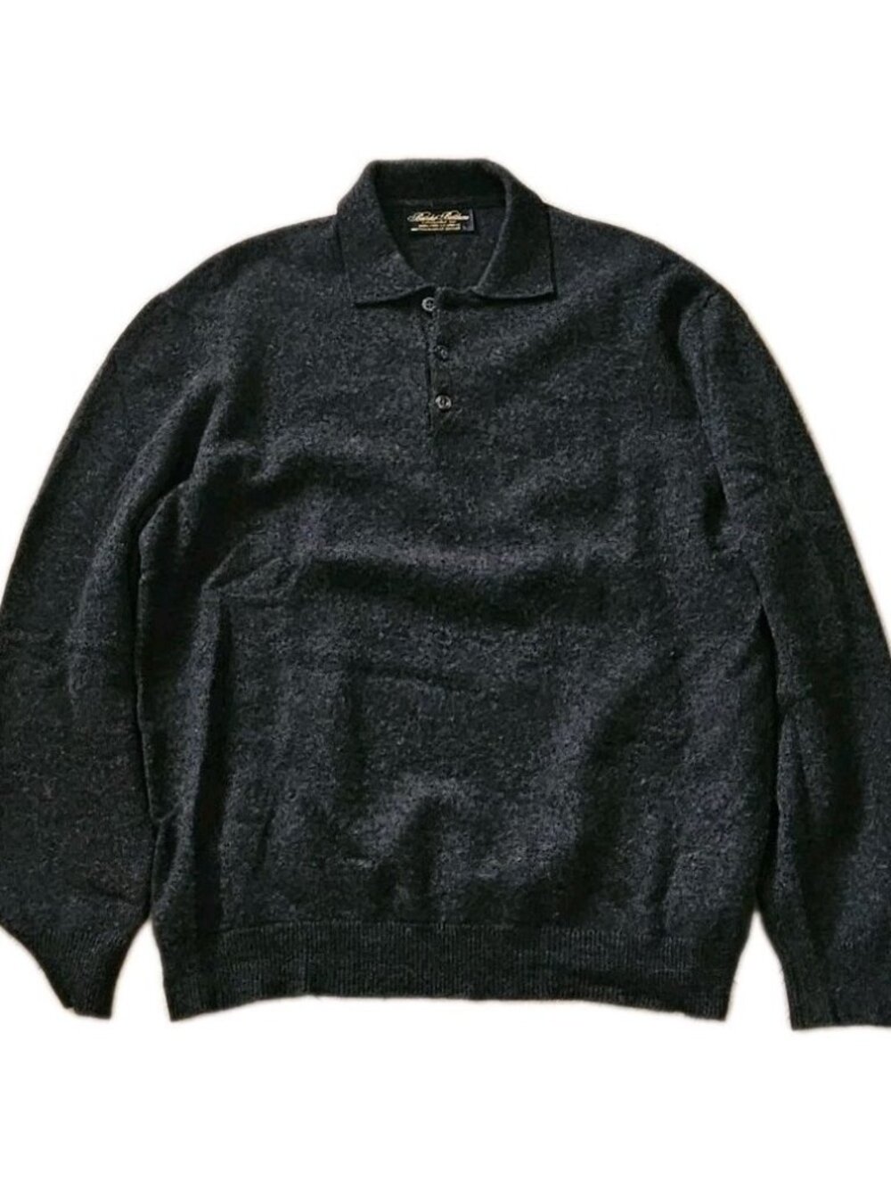 Brooks Brothers Dark Gray Cashmere 1/4 3 Button Polo Sweater Mens Large